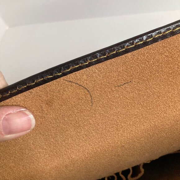 Mens Vintage Italian Leather Briefcase Attache Case Dark Brown 13 x17" Flaw - Picture 10 of 11